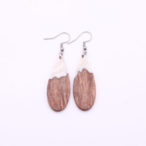 Teardrop Wood & Resin Drop Earrings White