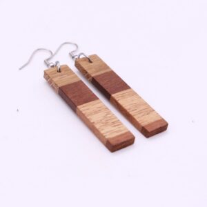 Boho-Style Laminated Wood Bar Earrings Natural