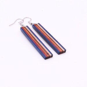 Boho-Style Laminated Wood Bar Earrings Colorful