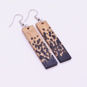 Boho-Style Wood Bar Painted Earrings Black