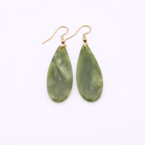 Teardrop Acrylic Drop Earrings Olive Green
