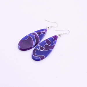 Teardrop Acrylic Drop Earrings Purple Swirl
