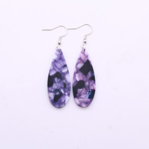 Teardrop Acrylic Drop Earrings Purple Mozaic